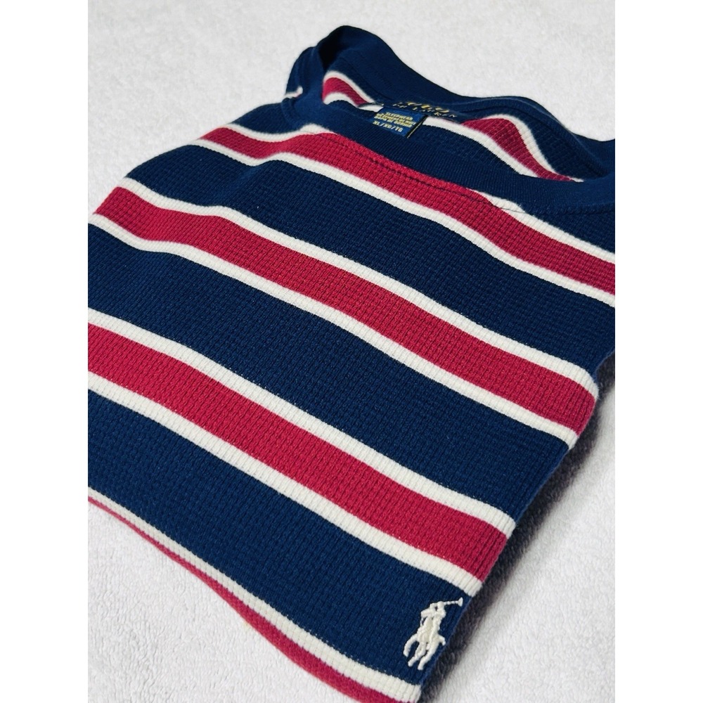 Polo Ralph Lauren Men's XL Striped Waffle Knit Thermal Long Sleeve Sleep Shirt